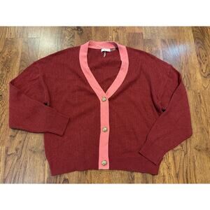 Ramy Brook Nina Oversized Cardigan Sweater - Red Size XL - NWOT Designer Knits